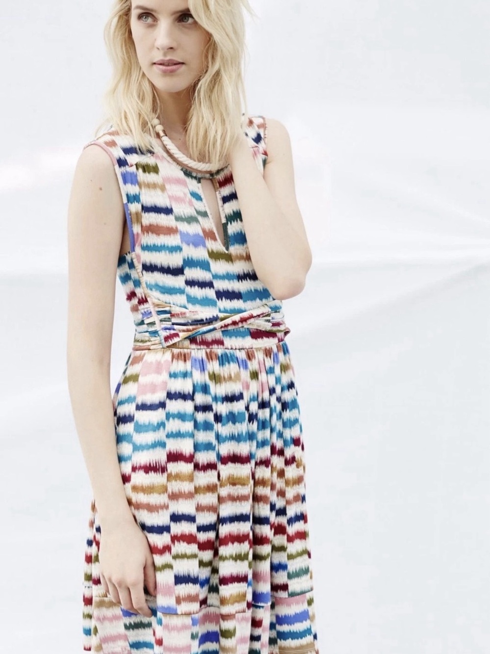 Anthropologie Maeve Sennebec Multicolor Ikat
Knit Dress L